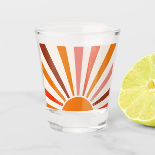 Verre A Shot Rayons Soleil Rétro Coucher Soleil Orange Jaune Ro