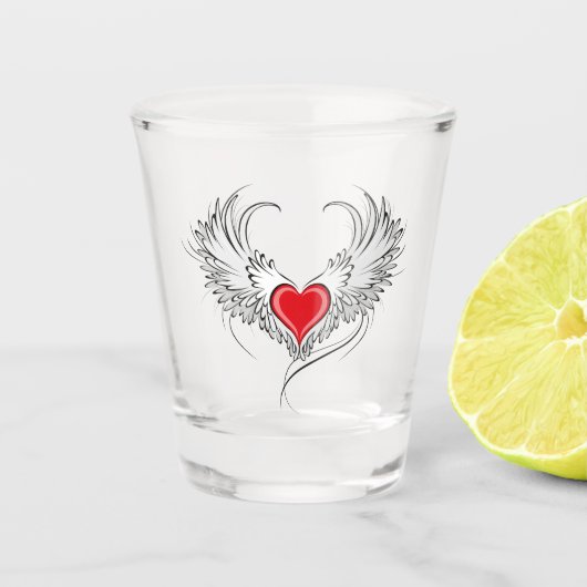 Verre A Shot Red Angel Coeur avec ailes (Devant)