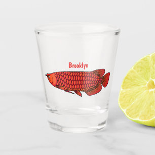 Verre A Shot Red Arowana fish cartoon