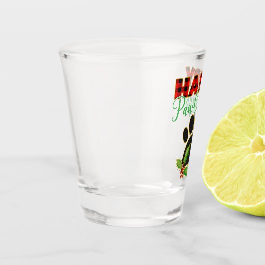 Verre A Shot Red Buffalo Plaid Empreinte de patte Christmas (Gauche)