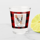 Verre A Shot Red Buffalo Plaid & Joyeux Woofmas Avec Photo Chie (Devant)
