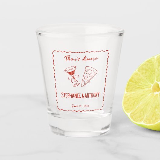 Verre A Shot Red Whimsical Frame That's Amore Italien Mariage (Devant)