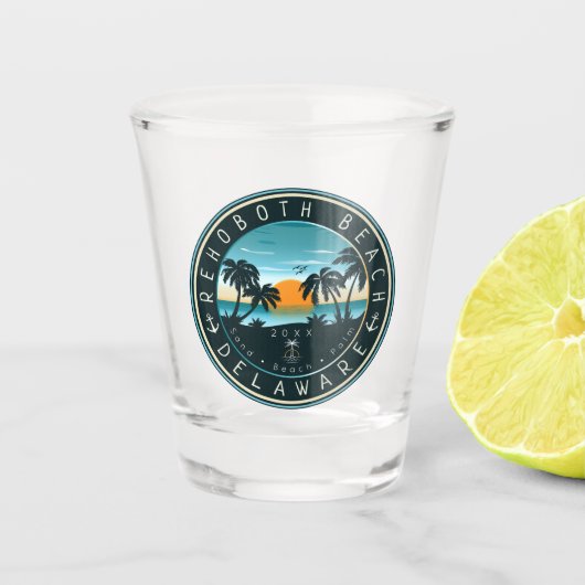 Verre A Shot Rehoboth Beach Delaware Sunset Retro Souvenir 80s (Devant)