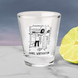 Verre A Shot Réparations automobiles & Dessin animé d'entretien