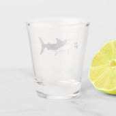 Verre A Shot Requin-tigre grincheux et poisson jaune mignon (Dos)