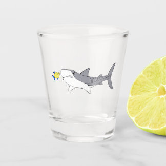 Verre A Shot Requin-tigre grincheux et poisson jaune mignon