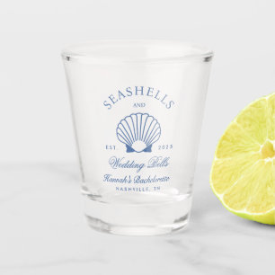 Verre A Shot Retro Blue Coquillages & Cloches de Mariage Enterr