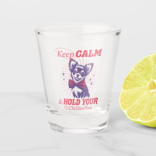 Verre A Shot Retro Bowtie Chihuahua Graphisme - Conserver la ci (Devant)