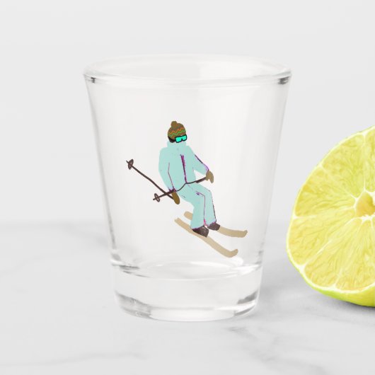 Verre A Shot Rétro Ski d'ouverture Skier Noël Nouvel An (Devant)