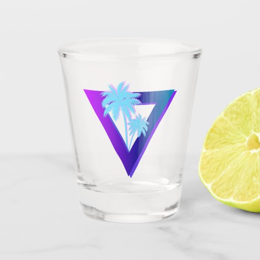 VERRE A SHOT RETROWAVE SYNTHWAVE PALM TREES TRIANGLE SHOT GLASS (Devant)