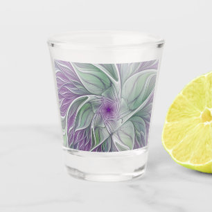 Verre A Shot Rêve de fleurs, Abstrait violet vert Fractal Art