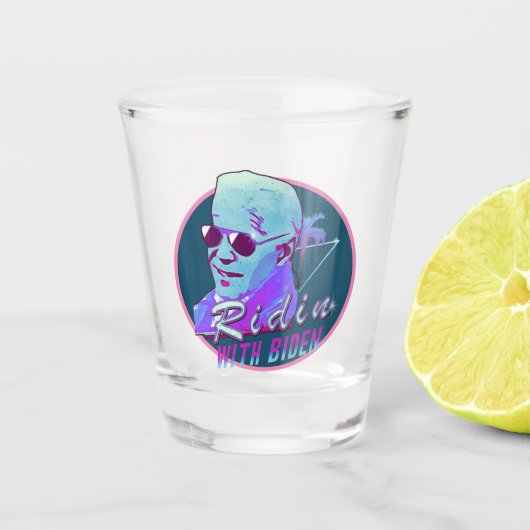 Verre A Shot Ridin' Avec Biden Synthwave Outrun Retro Palm Tree (Devant)
