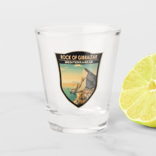 Verre A Shot Rocher de Gibraltar Travel Art Vintage