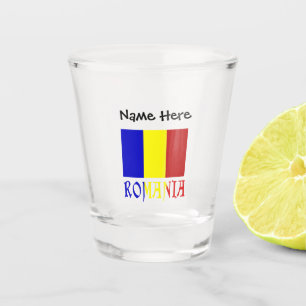 Verre A Shot Romania and Romanian Flag with Your Name