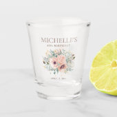 Verre A Shot Rose Floral Sage Vert Feuille Parties scintillant  (Devant)