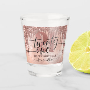 Verre A Shot Rose Gold Faux Parties scintillant & Foil 21e anni