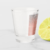 Verre A Shot Rose Gold Métal Brossé Paillettes Argent Monogramm (Gauche)