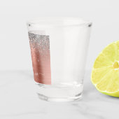 Verre A Shot Rose Gold Métal Brossé Paillettes Argent Monogramm (Droite)