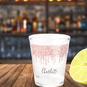 Verre A Shot Rose gold pailleté coulées nom écriture élégante