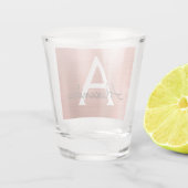 Verre A Shot Rose Gold Rose Moderne Monogramme Anniversaire (Dos)
