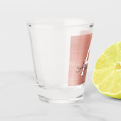 Verre A Shot Rose Gold Rose Moderne Monogramme Anniversaire (Gauche)