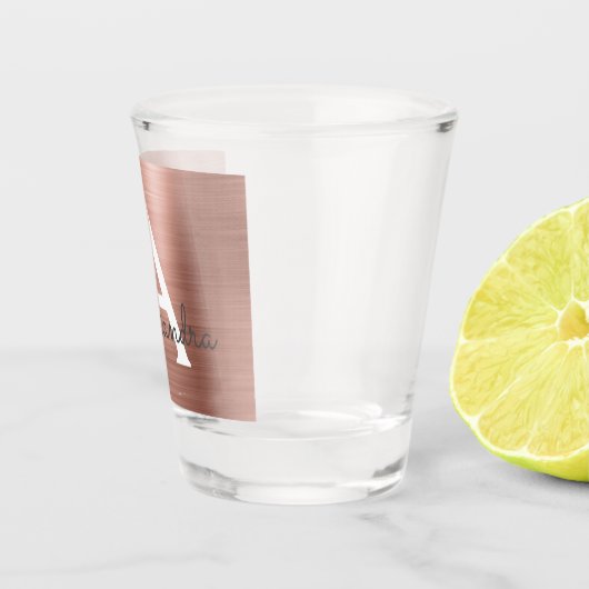 Verre A Shot Rose Rose Or Moderne Monogramme métallique Anniver (Droite)
