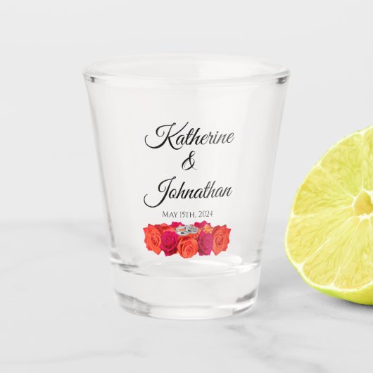 Verre A Shot Roses orange et roses - Argent/Pied Danse - (Devant)