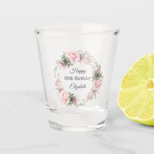 Verre A Shot Roses roses roses florales 80e anniversaire avec n