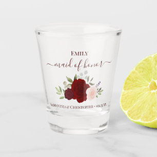 Verre A Shot Roses Rouge Bourguignon Élégantes Demoiselle d'Hon