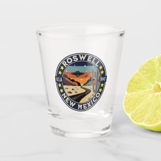 Verre A Shot Roswell New Mexico Nostalgic UFO Backdrop (Devant)