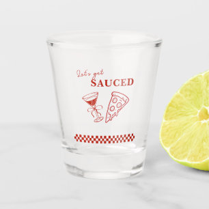 Verre A Shot Rouge et blanc Obtenons la soucoupe Bachelorette