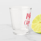 Verre A Shot Rouge Joyeux Noël Tiré Cadeau Script Calligraphie (Gauche)