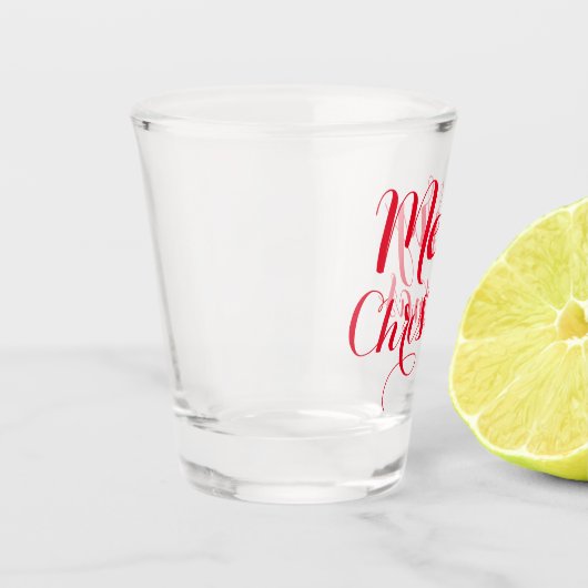 Verre A Shot Rouge Joyeux Noël Tiré Cadeau Script Calligraphie (Gauche)