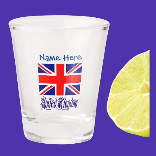 Verre A Shot Royaume-Uni Bleu Drapeau Personnalisation