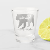 Verre A Shot Rustic Mama Bear Monogramme Nom de famille (Dos)