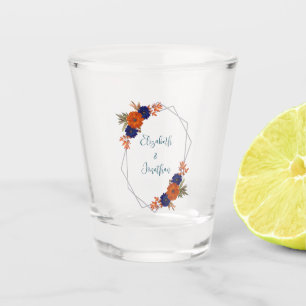 Verre A Shot Rustique Automne Orange Navy Bleu Floral Mariage
