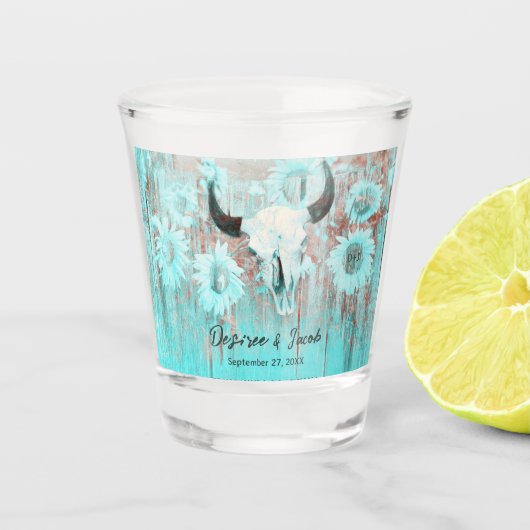 Verre A Shot Rustique Boho Turquoise Tournesol Occidental Taure (Devant)