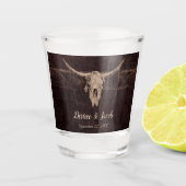 Verre A Shot Rustique Western Bull Skull Mariage Pays Texture (Devant)