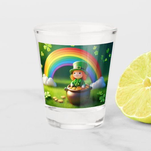Verre A Shot Saint Patrick's Day Leprechaun en Pot d'Or (Devant)