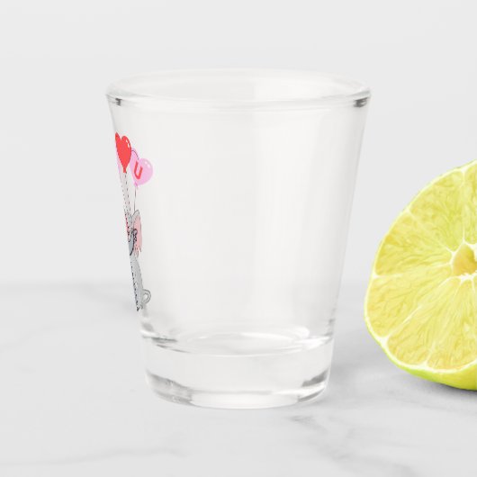 Verre A Shot Saint Valentin mignon Je t'aime coeur éléphant (Droite)