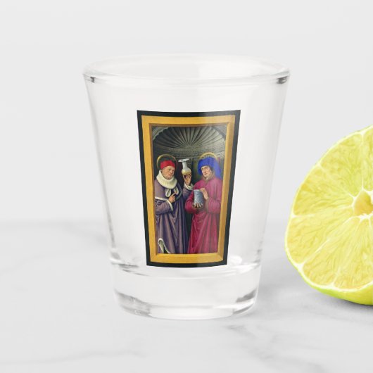 Verre A Shot Saints Cosmas et Damian par Jean Bourdichon (Devant)