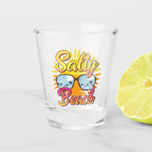 Verre A Shot Salty Beach Soleil et palmier tropicaux