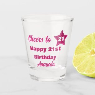 Verre A Shot Salutations à 21 Parties scintillant rose 21e anni