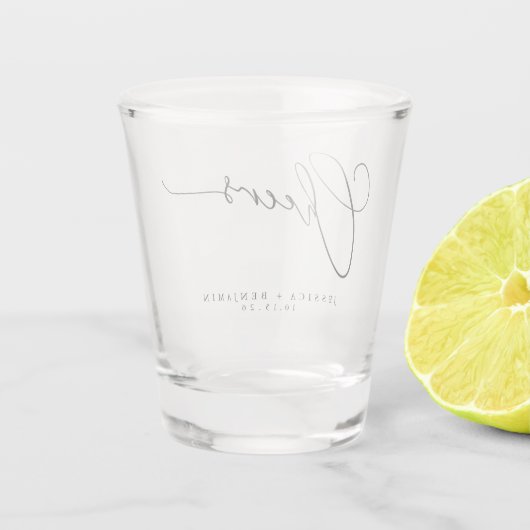 Verre A Shot Salutations minimum noir blanc Script personnalisé (Dos)