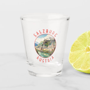 Verre A Shot Salzbourg Autriche Cercle en détresse rétro