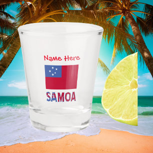 Verre A Shot Samoa et Samoan Drapeau Personnalisation rouge