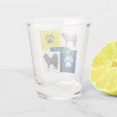 Verre A Shot Samoyé Chien Silhouette & Paw Y&B Grid (Dos)