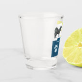 Verre A Shot Samoyé Chien Silhouette & Paw Y&B Grid (Gauche)