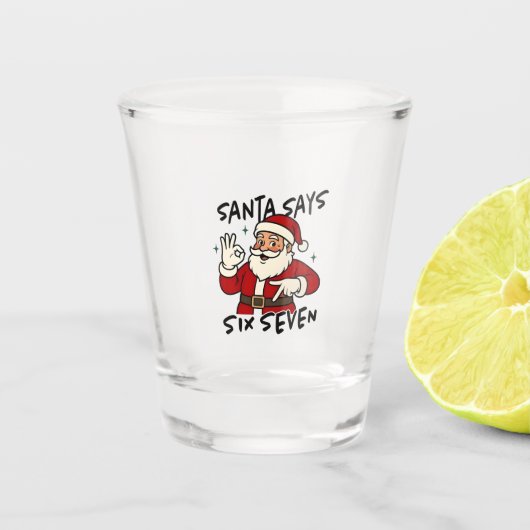 Verre A Shot Santa Says Six Seven 6 7 Funny Brainrot Christmas (Devant)