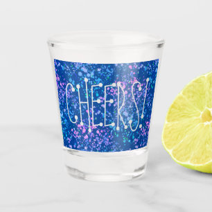 Verre A Shot Santé! Bleu avec Joli rose pourpre bleu éclat